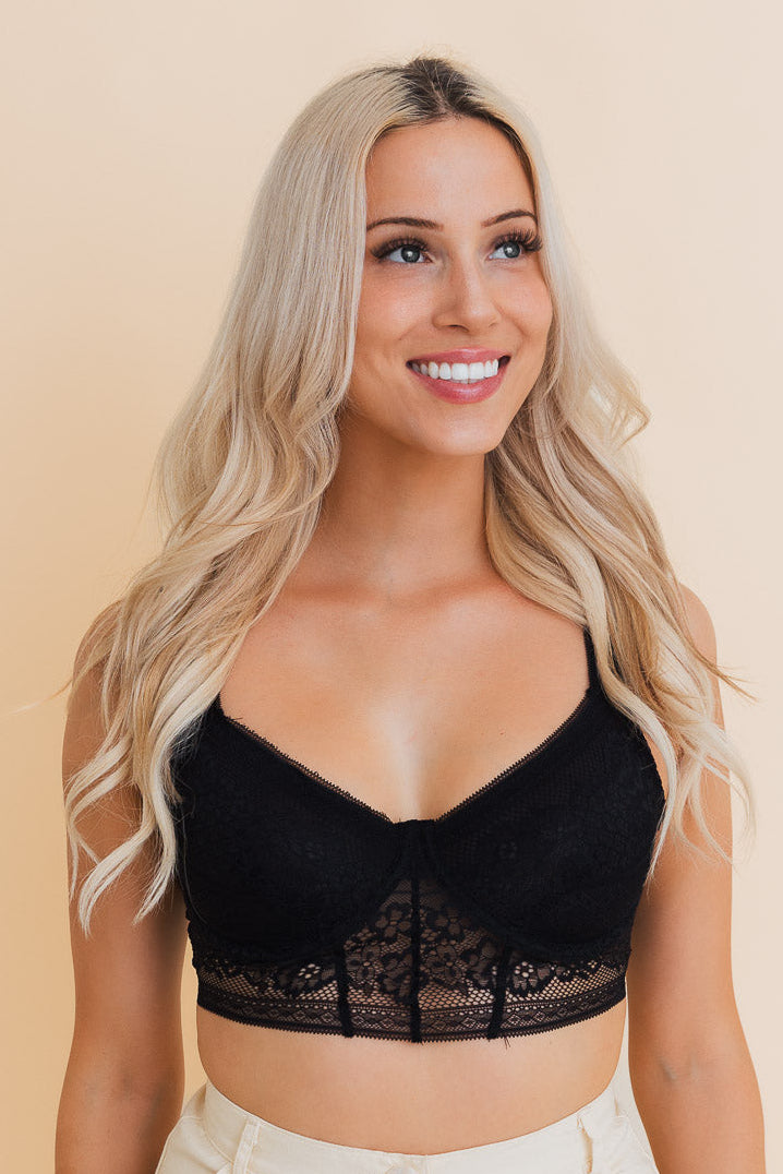 Chic Contours Lace Longline Bralette w/ Underline Small /