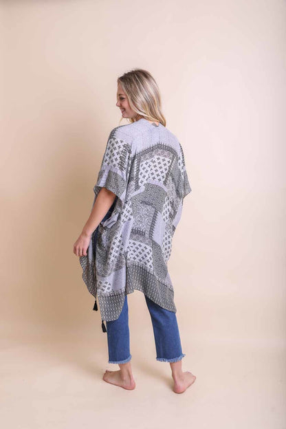 Color Graded Patchwork Kimono Ponchos