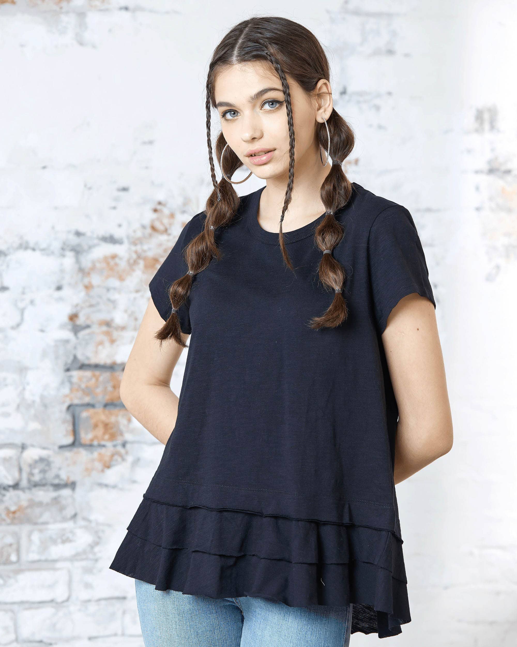 Eloise Ruffle Hem Short Sleeve Tee