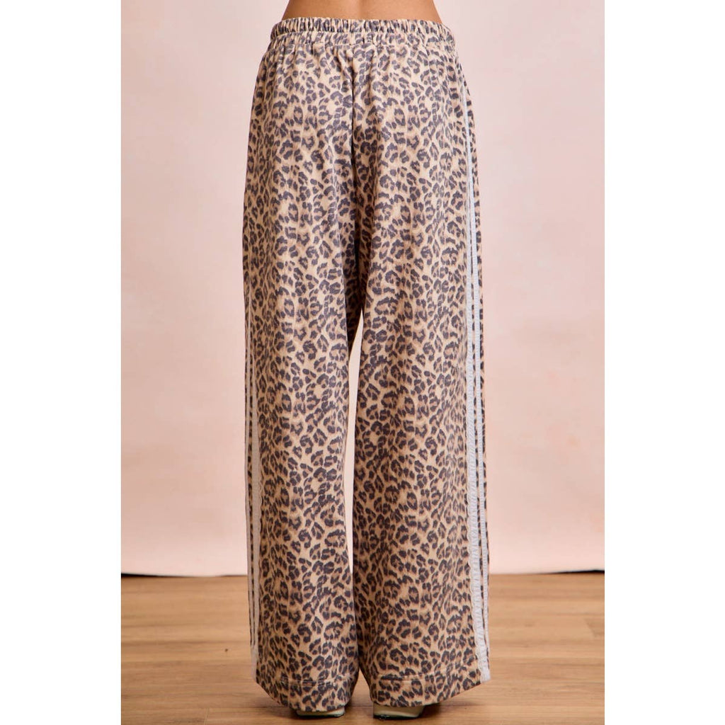 Leopard Lace Stripe Sweat Pants