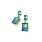 Midi Size Rectangle Linked Crystal Glass Dangle Earrings