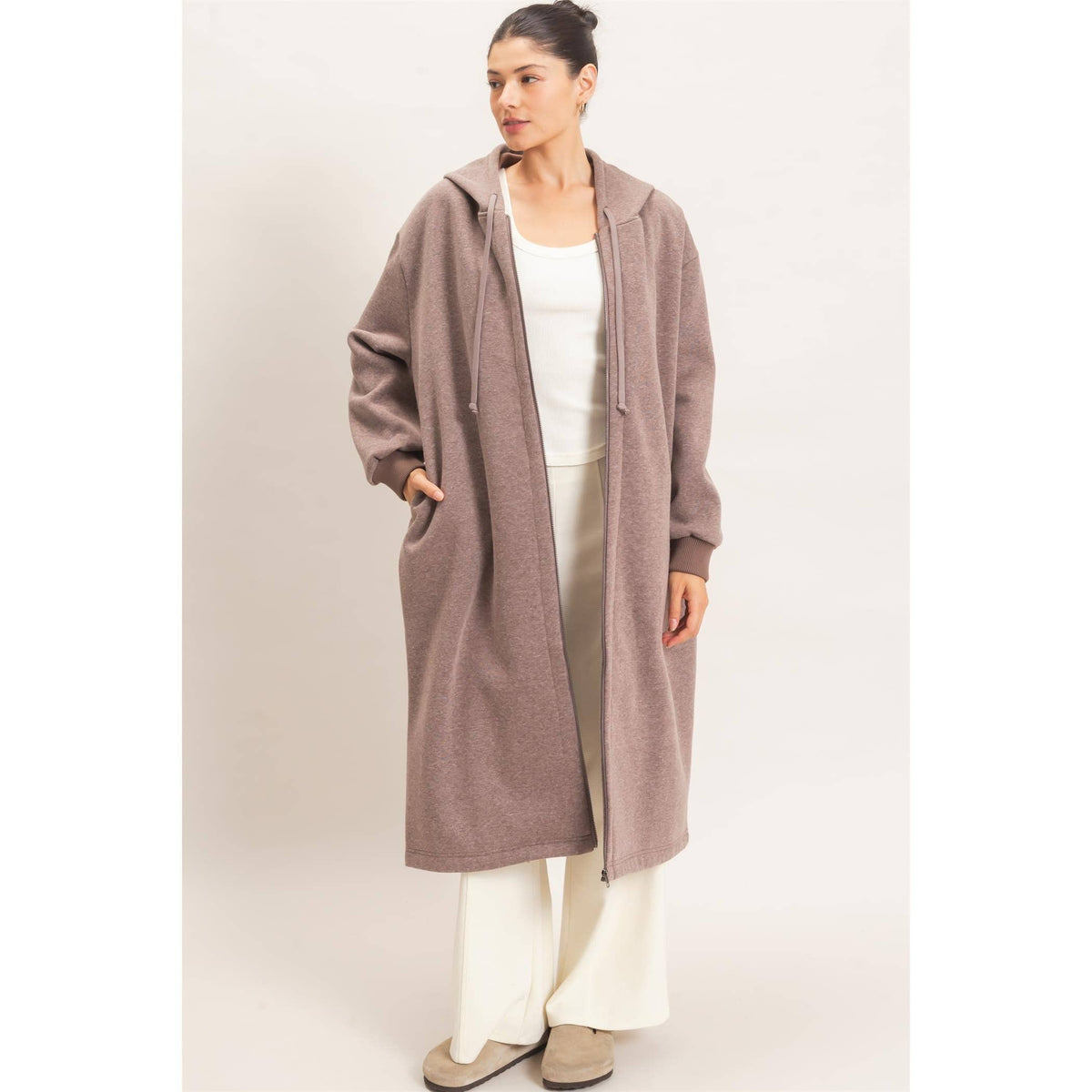 Cozy Overload Oversized Longline Zip-Up Hoodie Jacket
