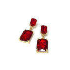 Midi Size Rectangle Linked Crystal Glass Dangle Earrings