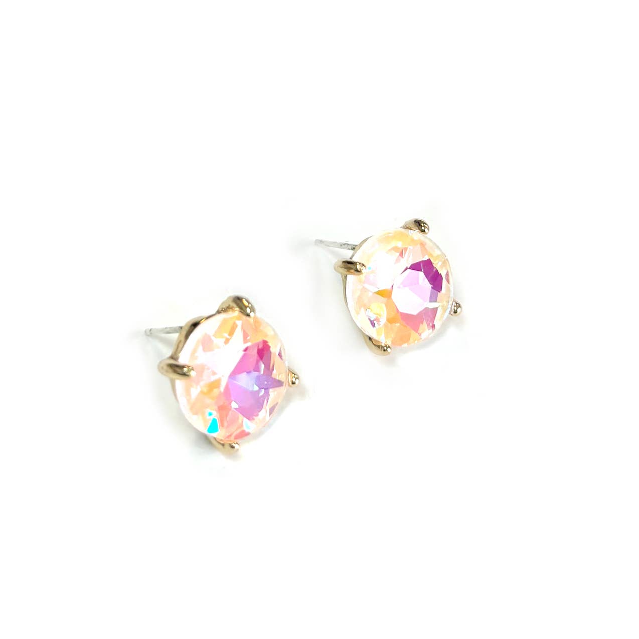 Sterling Silver S925 Post 12mm Round Glass Stud Earrings