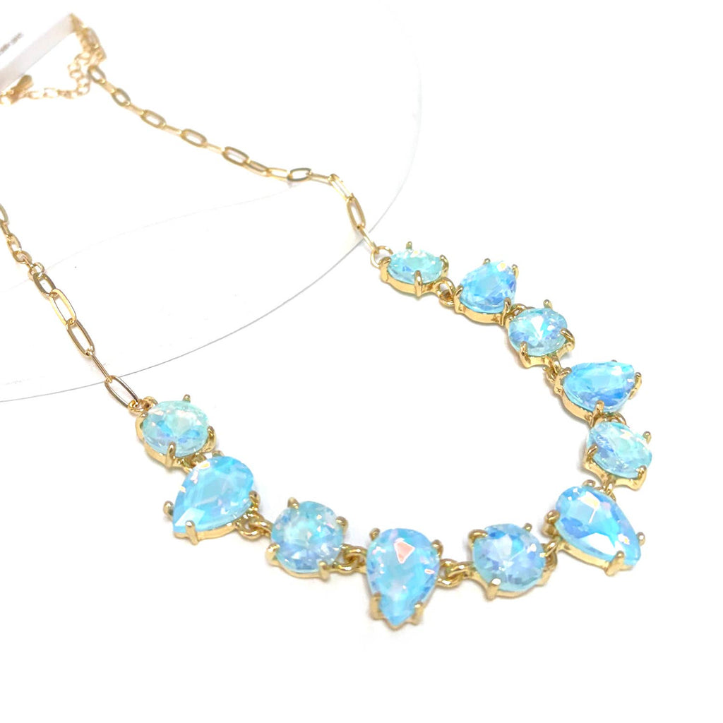 Round & Teardrop Mix Glass Beads Station Necklace