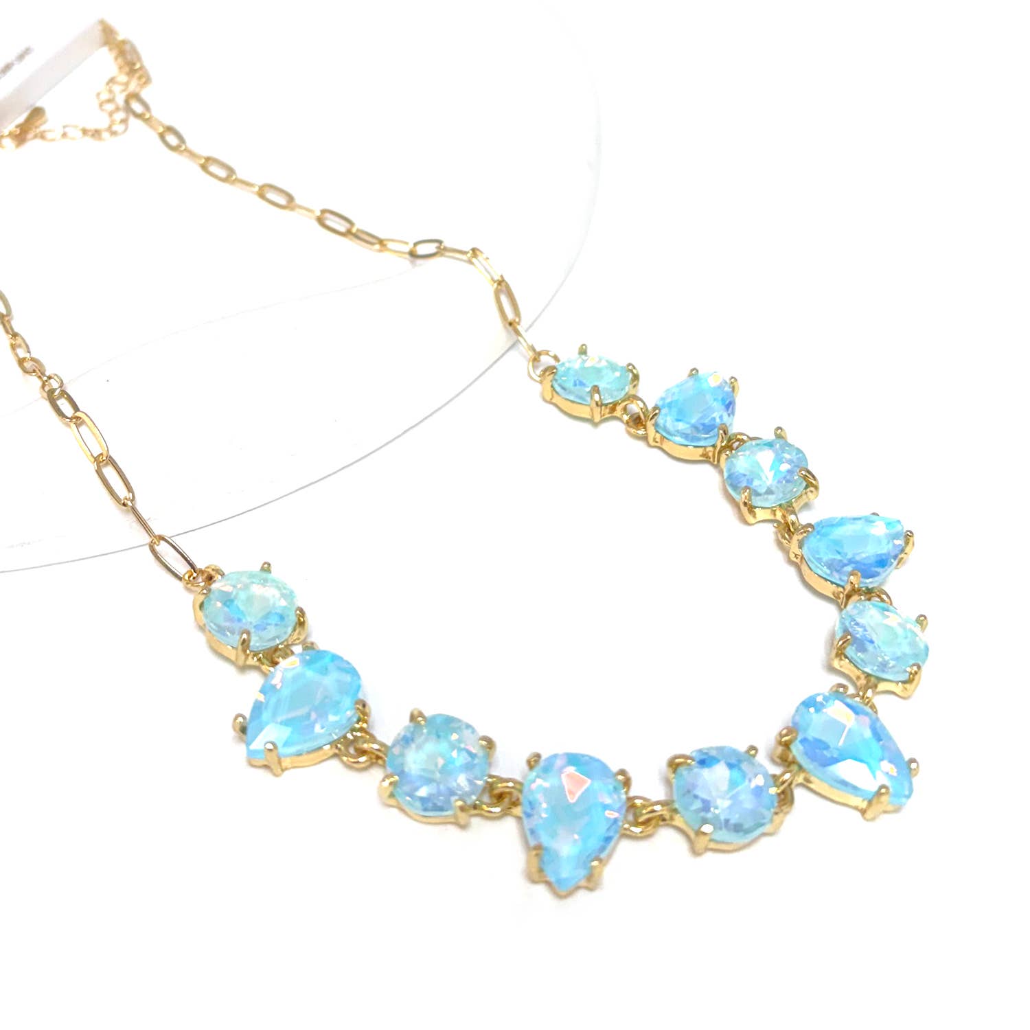 Round & Teardrop Mix Glass Beads Station Necklace