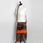 Faye Tiger Stripe Hide Leather Tooled Bag