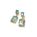 Midi Size Rectangle Linked Crystal Glass Dangle Earrings