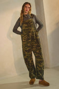 Camo Denim Barrel Overalls Jumpsuit
