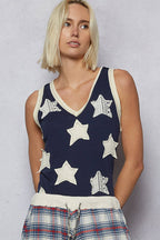 Super STAR V-Neck Patches Tank Top