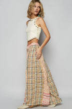 Woven Floral Patchwork Wide Leg Pants
