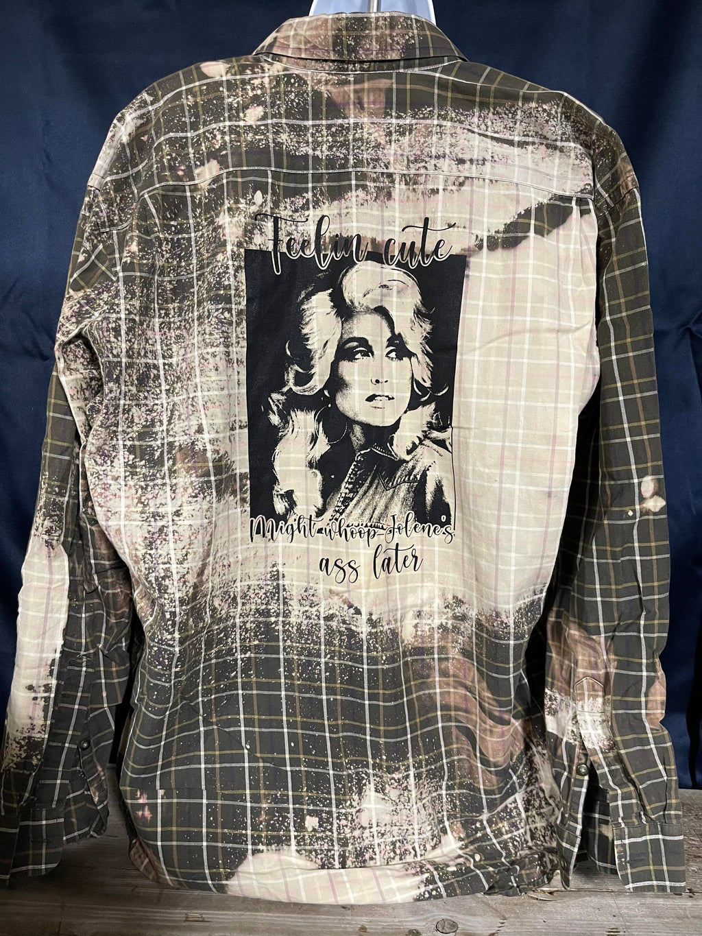Whoop Jolene Bleached Button Down Plaid Shirt