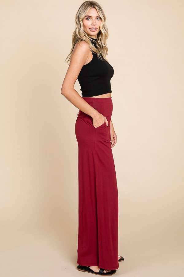 PiPPY Fold Over Wide Leg Palazzo Pants