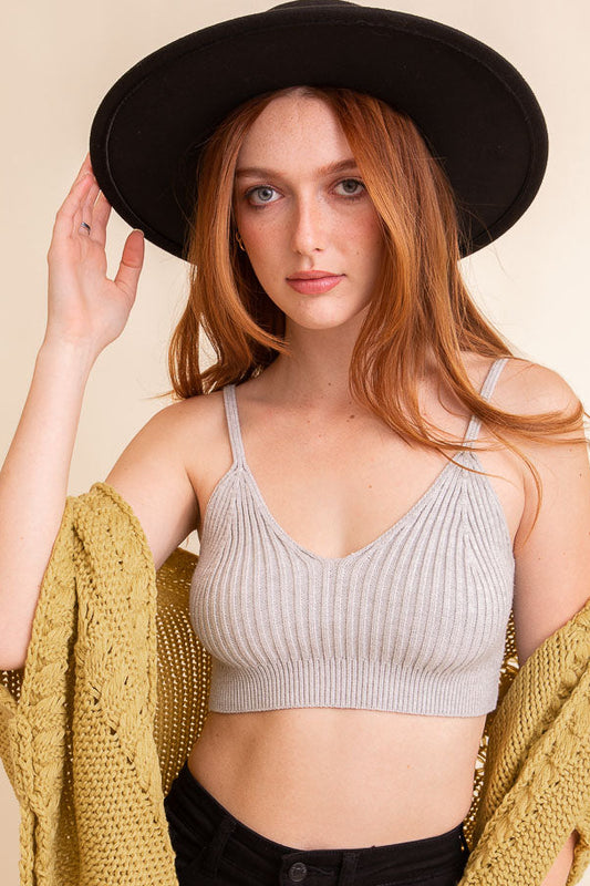 Dreamy Ribbed Knit Lounge Brami Bralette XS/S / Light Gray
