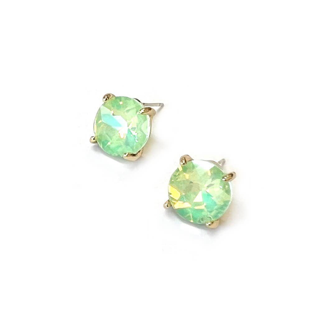 Sterling Silver S925 Post 12mm Round Glass Stud Earrings