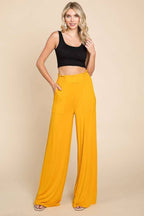 SMOCKING WAIST WIDE POCKET PANTS