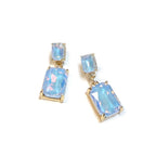Midi Size Rectangle Linked Crystal Glass Dangle Earrings