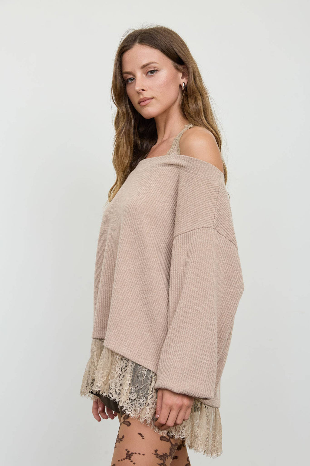 Lace Layers Sweater Knit Top