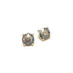 Sterling Silver S925 Post Round Glass Stud Earrings 10mm