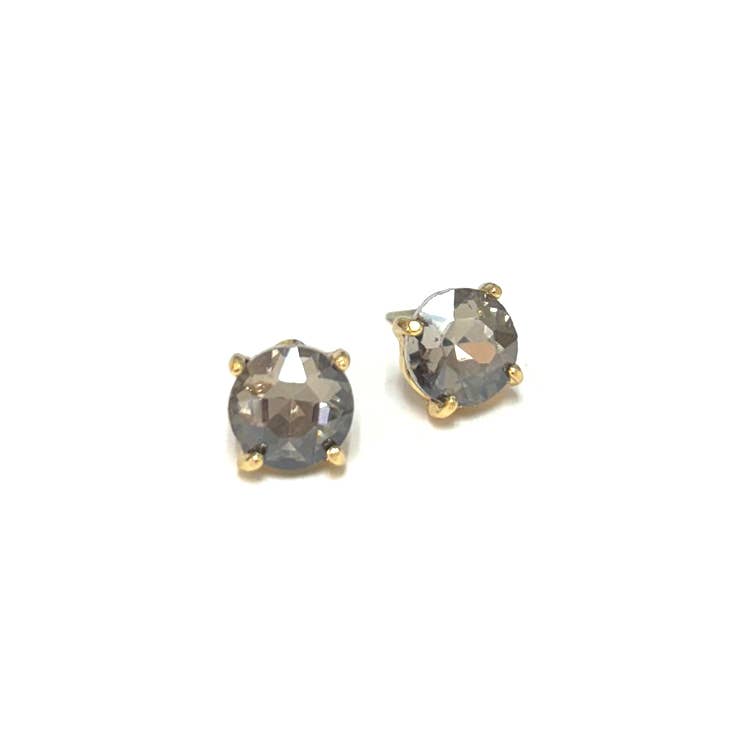 Sterling Silver S925 Post Round Glass Stud Earrings 10mm