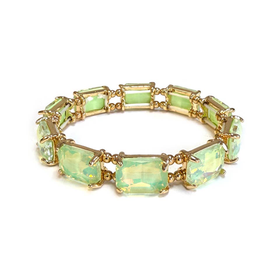 Emerald Cut Crystal AB Stretch Bracelets