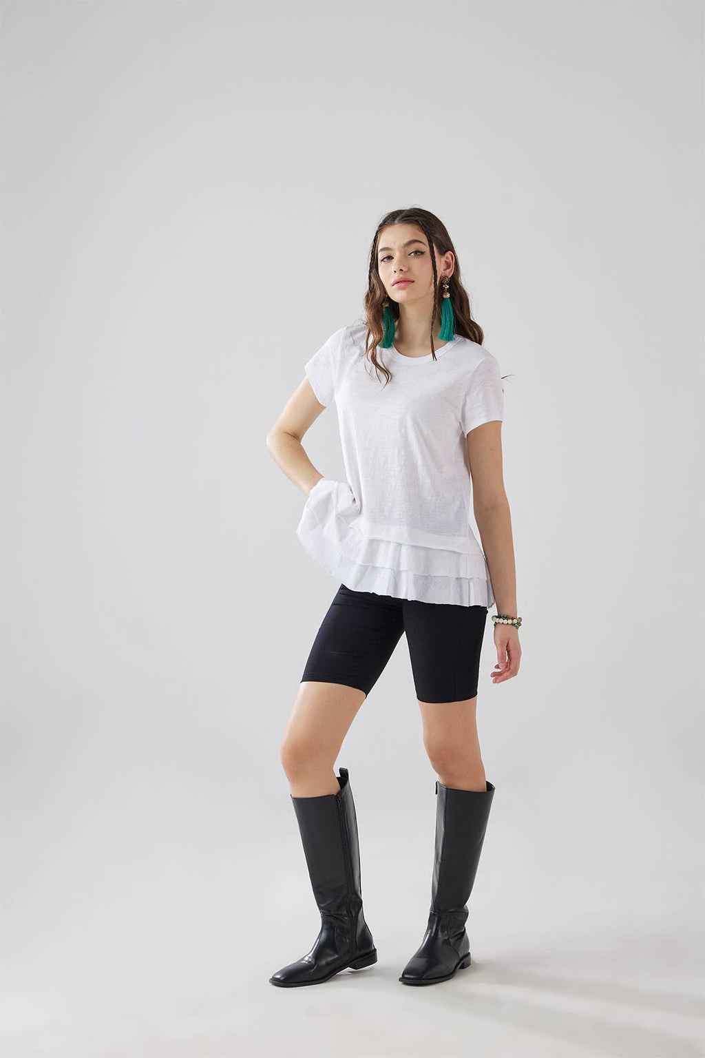 Eloise Ruffle Hem Short Sleeve Tee