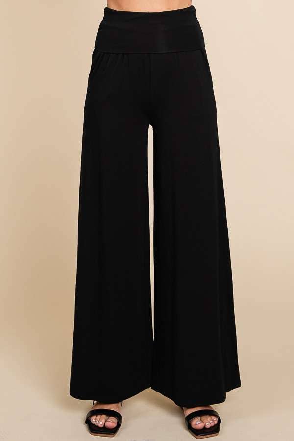 PiPPY Fold Over Wide Leg Palazzo Pants