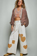 Floral Embroidered Contrast Chenille Crochet Cardigan Top
