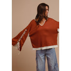 Laced Arm Boho Bell Sleeve Top