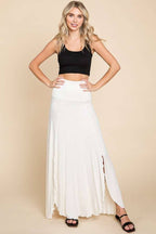 High Low Surplice Bouncy Maxi Skirt