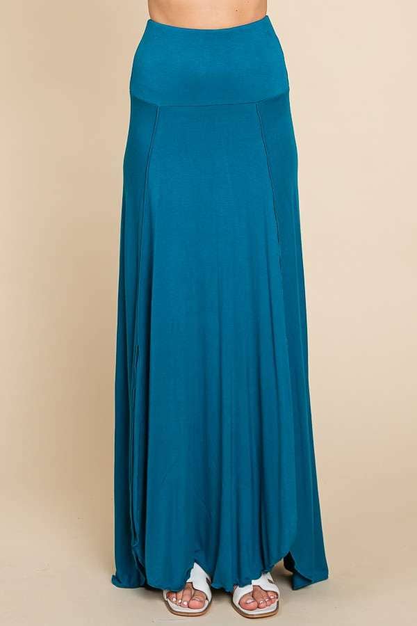 High Low Surplice Bouncy Maxi Skirt