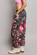 Heart Star Patchwork Lace Trim Barrel Pants
