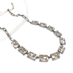Rectangle Crystal Glass Linked Statement Chain Necklace