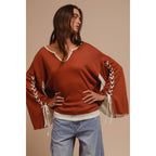 Laced Arm Boho Bell Sleeve Top