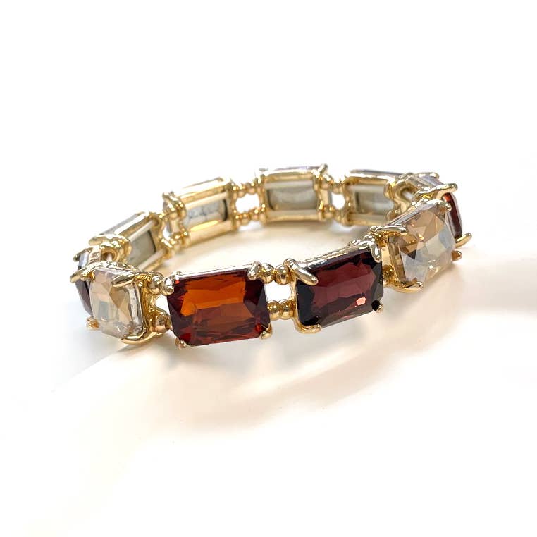 Emerald Cut Crystal AB Stretch Bracelets