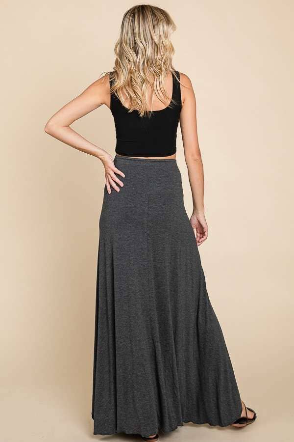 High Low Surplice Bouncy Maxi Skirt