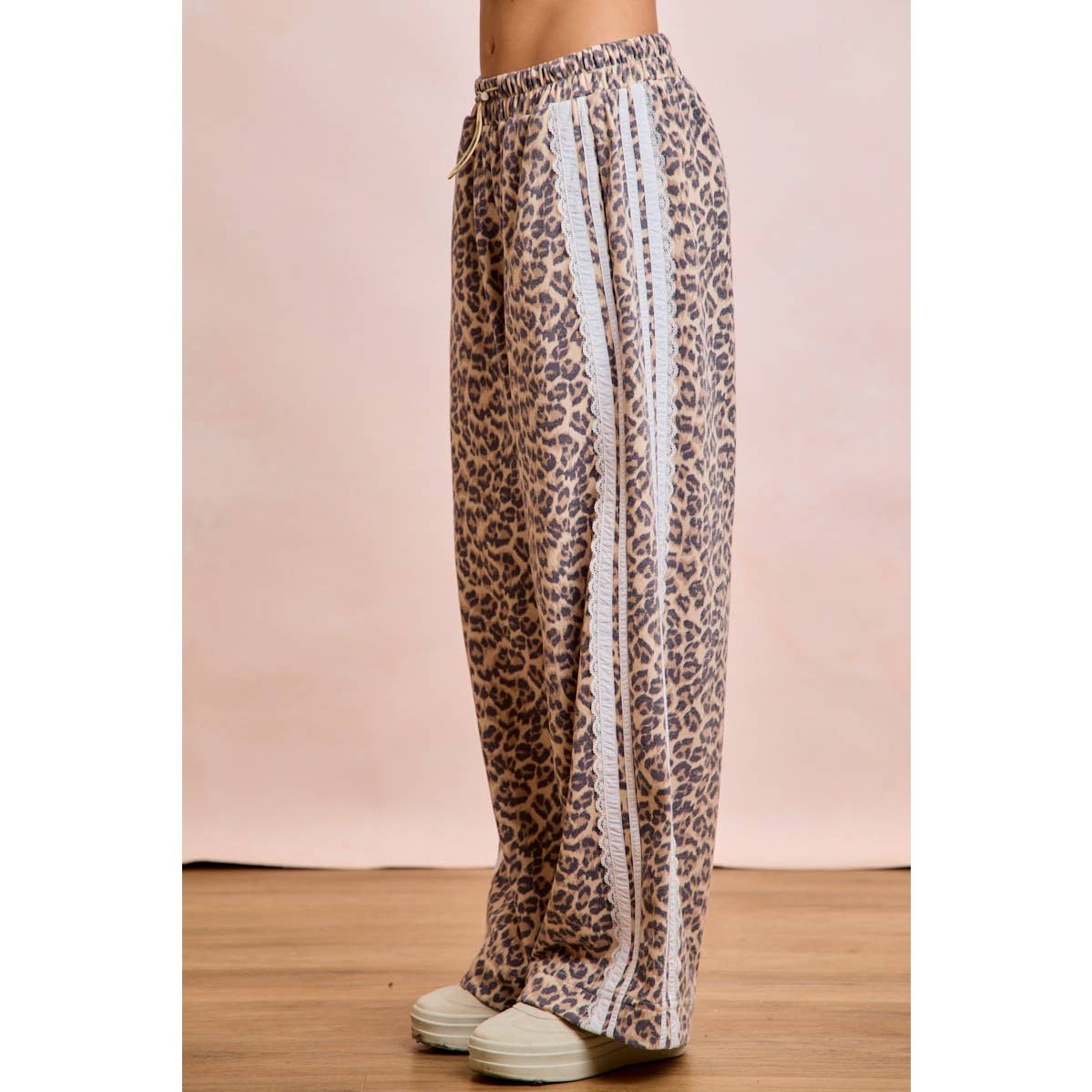 Leopard Lace Stripe Sweat Pants