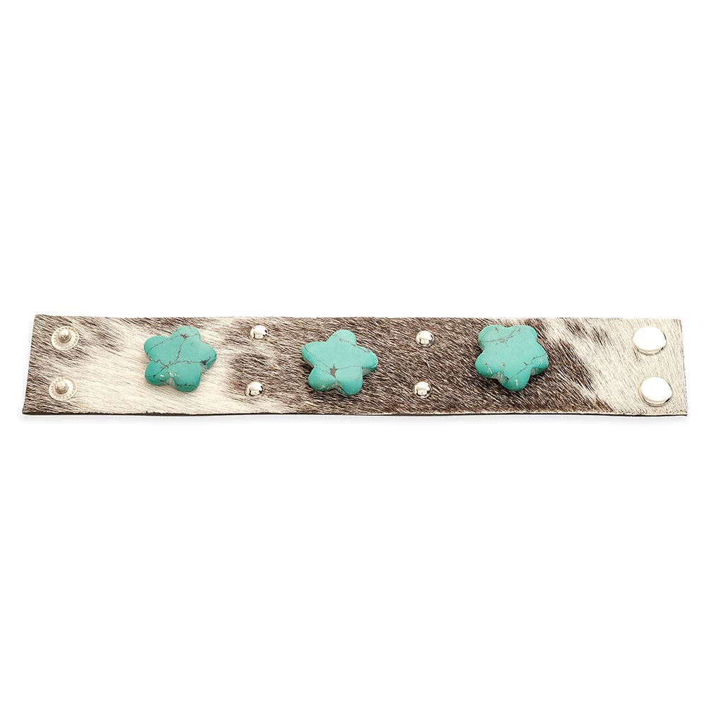 Cloud Crossing Leather + Turquoise Cuff Bracelet