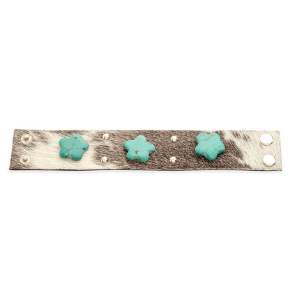Cloud Crossing Leather + Turquoise Cuff Bracelet