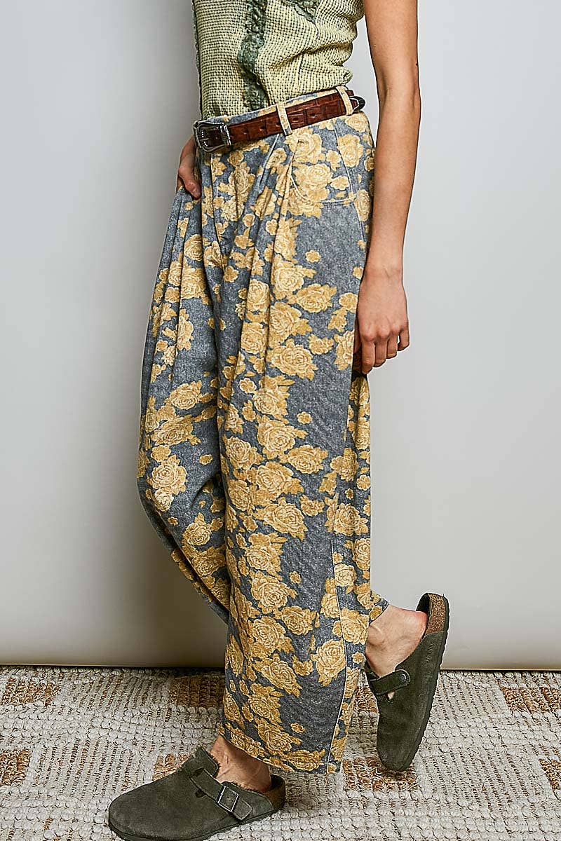POL Crafted Textured Allover Print Woven Wide-Leg Pants