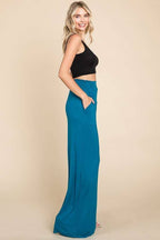 SMOCKING WAIST WIDE POCKET PANTS