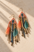 Feather & Beads Boho Earrings