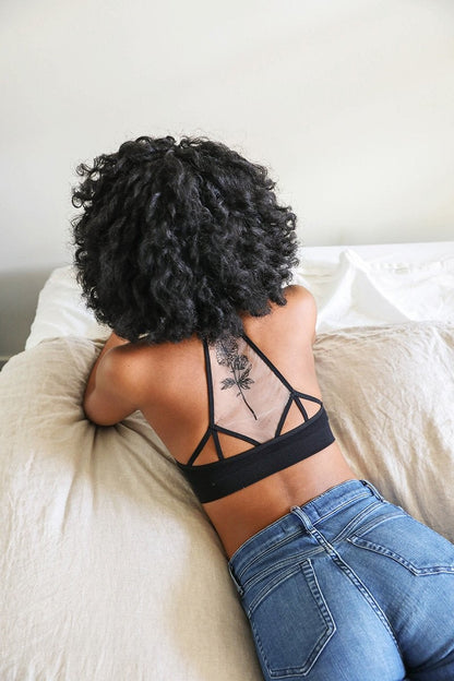 Flower Back Tattoo Bralette XS/S / Black