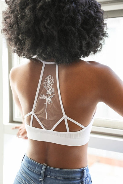 Flower Back Tattoo Bralette XS/S / White