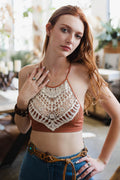 High Neck Crochet Lace Bralette XS/S / Rust