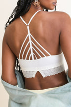 High Neck Crochet Trim Bralette