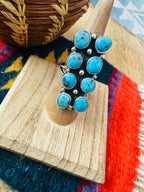 Handcrafted Sterling Silver & Kingman Turquoise Ring Signed