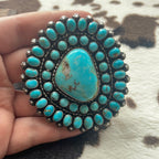 Handcrafted Sterling Silver & Turquoise Ring Size 7 Signed