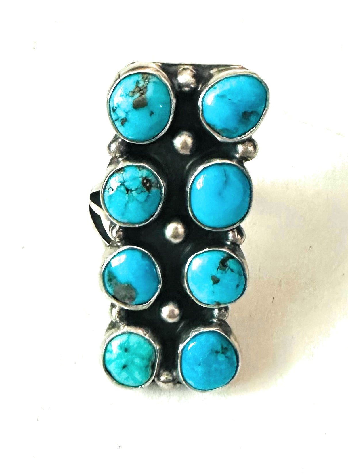 Handcrafted Sterling Silver & Kingman Turquoise Ring Signed