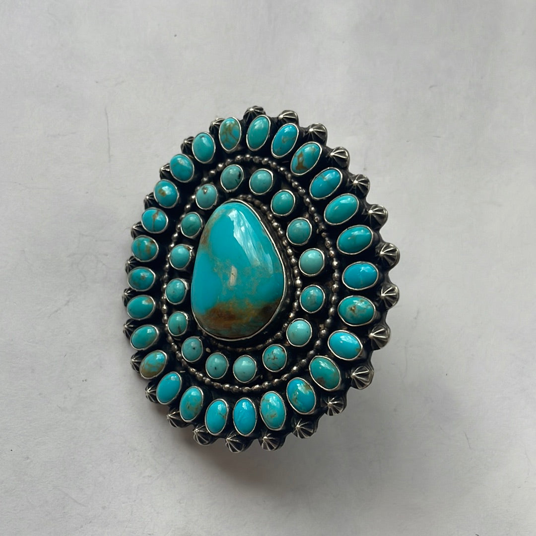 Handcrafted Sterling Silver & Turquoise Ring Size 8 Signed